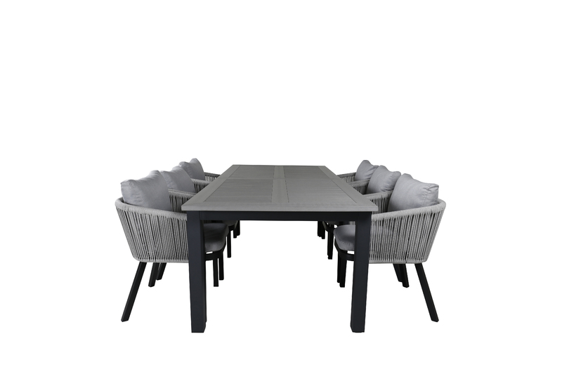 Albany är ett förlängningsbart matbord med alla rätt – stilrent, praktiskt och tidlöst! Bordsskivan är i grå aintwood och stommen i svart aluminium; två slitstarka material som ger dig ett bord som står sig över tid. Den raka nordiska formen gör ett robus