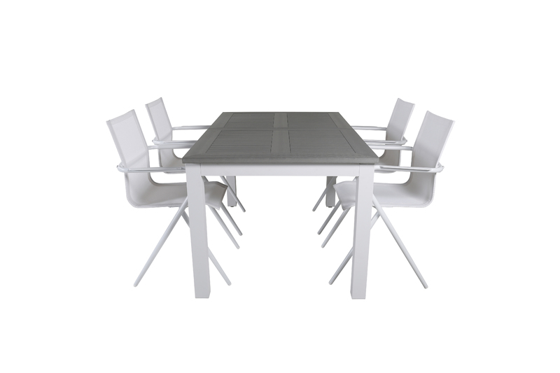 Albany är ett förlängningsbart matbord med alla rätt – stilrent, praktiskt och tidlöst! Bordsskivan är i grå aintwood och stommen i vit aluminium; två slitstarka material som ger dig ett bord som står sig över tid. Den raka nordiska formen gör ett robust 