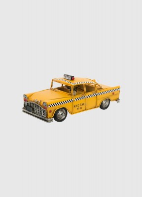 Dekoration, gul taxibilEn snygg inredningsdetalj i form av en gul taxibil.Storlek:28x11x12,5 cmMaterial: MetallFärg: Gul