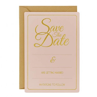 Save The DateRosa inbjudningskort med gulddetaljer för bröllop.10 2tycken18x24 cmKomplett med guldkuvert