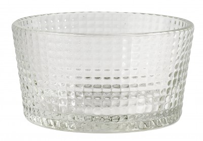 Elegant skål i glasFin skål i glas. Lagom stor skål som passar att ha som prydnad eller lägga fredagsgodiset i.Höjd: 6 cmDiameter: 12 cm