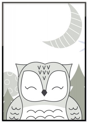 Poster, Baby owlEn söt barnposter med dova färger och en söt liten uggla. Tryckt på miljövänligt 230g matt papperFinns i flera storlekarPostern levereras utan ram