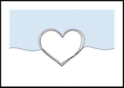 Poster, Blue heavenEn illustrerad poster med grafiskt hjärta. Tryckt på miljövänligt 230g, matt papperFinns i flera storlekar Postern levereras utan ram