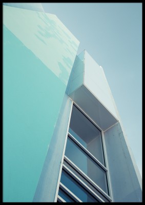 Affischen Blue wallPastellfärgad härlig vägg över ett hus i Miami. Tryckt på miljövänligt 230g, matt papperFinns i flera storlekar Postern levereras utan ram