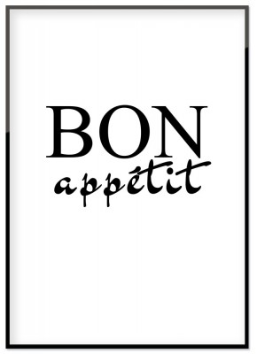 Poster Bon appétit Textprint som för tankarna till Frankrike och som passar fint till köket. Låt postern inspirera dig att laga till och bjuda på en riktigt smakupplevelse.Tryckt på miljövänligt 230g, matt papperFinns i flera storlekar Postern levereras u