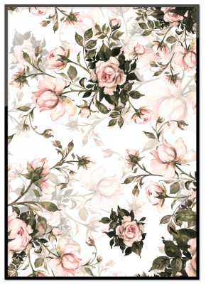 Poster Bouqet of RosesEn vacker och romantisk poster med tryckt dovt mönster målat i vattenfärg. Tryckt på miljövänligt 230g, matt papperFinns i flera storlekarPostern levereras utan ram