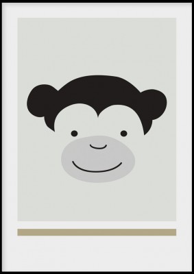 Poster Cute MonkeyGullig poster med en apa.Tryckt på miljövänligt 230g, matt papperPostern är tryckt med vit kantFinns i flera storlekarPostern levereras utan ram