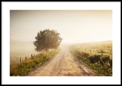 Poster, Farm roadFotoposter över en dimmig landsväg. Tryckt på miljövänligt 230g, matt papperFinns i fler storlekar Postern levereras utan ram