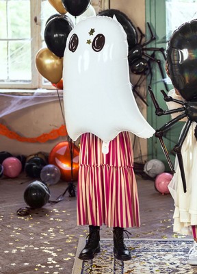 Folieballiong, spökeEn vit folieballong i form av ett spöke. Den perfekta dekorationen till Halloween. Höjd: 68 cmBredd: 48 cm