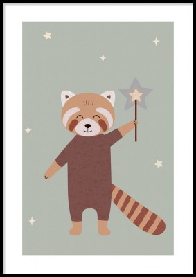 Barnposter, Förtrollande björnIllustrerad poster med en björn med magiska krafter. Tryckt på miljövänligt 230g, matt papperFinns i fler storlekar Postern levereras utan ram