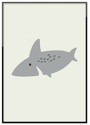 Poster, Grey SharkEn poster med en grå glad haj. Tryckt på miljövänligt 230g matt papperFinns i flera storlekarPostern levereras utan ram