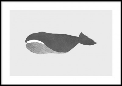 Poster, Grey whalePoster i gråskala med en illustrerad val. Tryckt på miljövänligt 230g, matt papperFinns i flera storlekar Postern levereras utan ram