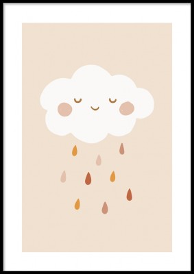 Barnposter, Happy cloudIllustrerad poster med ett glatt moln.Tryckt på miljövänligt 230g, matt papperFinns i fler storlekar Postern levereras utan ram