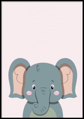 Barnposter, Hello elephantIllustrerad poster med en nöjd liten elefant.Tryckt på miljövänligt 230g, matt papperFinns i fler storlekar Postern levereras utan ram