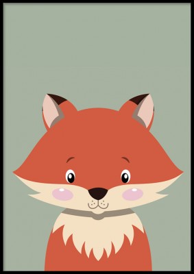 Barnposter, Hello foxIllustrerad poster med en nöjd liten räv.Tryckt på miljövänligt 230g, matt papperFinns i fler storlekar Postern levereras utan ram