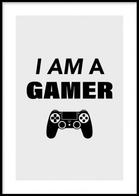 Poster, I am a gamerTextposter till den som älskar att spela tv-spel.Tryckt på miljövänligt 230g, matt papperFinns i fler storlekar Postern levereras utan ram