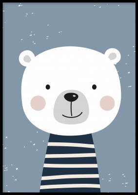 Poster, Little bearBarnposter med en söt liten björn. Tryckt på miljövänligt 230g, matt papperFinns i fler storlekar Postern levereras utan ram