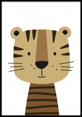 Poster, Little tigerBarnposter med en söt liten tiger. Tryckt på miljövänligt 230g, matt papperFinns i fler storlekar Postern levereras utan ram