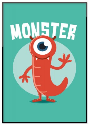 Poster, Monster 1En barnposter med ett illustrerat monster. Tryckt på miljövänligt 230g matt papperFinns i flera storlekarPostern levereras utan ram