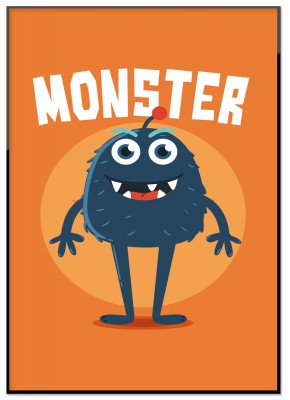 Poster, Monster 2En barnposter med ett illustrerat monster. Tryckt på miljövänligt 230g matt papperFinns i flera storlekarPostern levereras utan ram