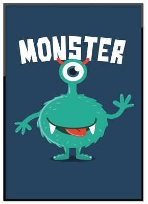 Poster, Monster 3En barnposter med ett illustrerat monster. Tryckt på miljövänligt 230g matt papperFinns i flera storlekarPostern levereras utan ram