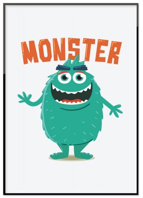 Poster, Monster 4En barnposter med ett illustrerat monster. Tryckt på miljövänligt 230g matt papperFinns i flera storlekarPostern levereras utan ram