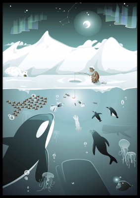 Poster, NordpolenEn underbar barnposter med motiv av massa fiskvänner som samlas runt en fiskares krok. Denna poster passar utmärkt i barnrummet och pryder enkelt upp en tråkig vägg. Låt ditt barn vakna upp till denna härliga miljö. Tryckt på miljövänligt