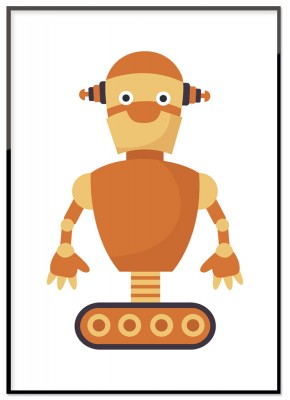 Poster, Orange robotEn söt liten illustrerad poster med en orange robot. Tryckt på miljövänligt 230g matt papperFinns i flera storlekarPostern levereras utan ram
