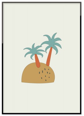 Poster, Pirate islandEn illustrerad affisch med en öde ö med palmer. Tryckt på miljövänligt 230g matt papperFinns i flera storlekarPostern levereras utan ram