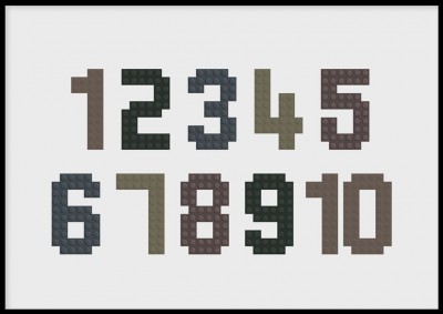Poster, Pixel numbersEn poster med pixlade siffror i dova färger. Tryckt på miljövänligt 230g, matt papperFinns i flera storlekar Postern levereras utan ram