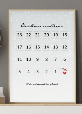 Poster Christmas CountdownEn poster med 24st rutor för nedräkning till julafton. Välj själv om du vill stryka dagarna direkt på postern eller om du vill återanvända den till nästa år så ramar du in postern och kryssar med en whiteboardpenna på tavelglaset