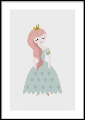 Barnposter, PrinsessanIllustrerad poster med en fin prinsessa.Tryckt på miljövänligt 230g, matt papperFinns i fler storlekar Postern levereras utan ram