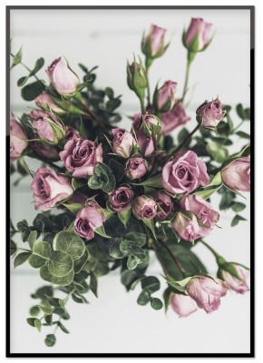 Poster RosornaFotoprint över en mängd fina rosor i svala färger. Tryckt på miljövänligt 230g, matt papperFinns i flera storlekar Postern levereras utan ram