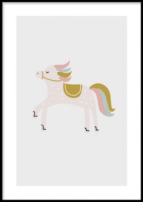 Barnposter, SagohästenIllustrerad poster med en fin sagohäst.Tryckt på miljövänligt 230g, matt papperFinns i fler storlekar Postern levereras utan ram