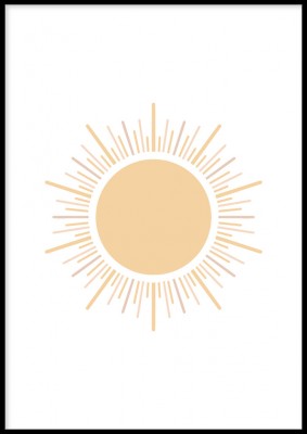 Poster, Shiny sunIllustrerad poster med en gul sol.Tryckt på miljövänligt 230g, matt papperFinns i flera storlekar Postern levereras utan ram