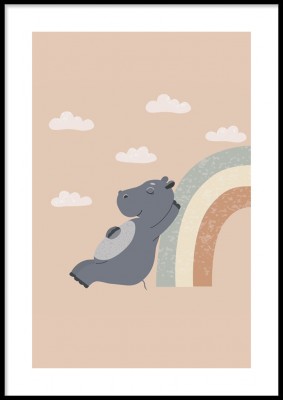 Barnposter, Sleeping rhinoIllustrerad poster med en slumrande noshörning. Tryckt på miljövänligt 230g, matt papperFinns i fler storlekar Postern levereras utan ram