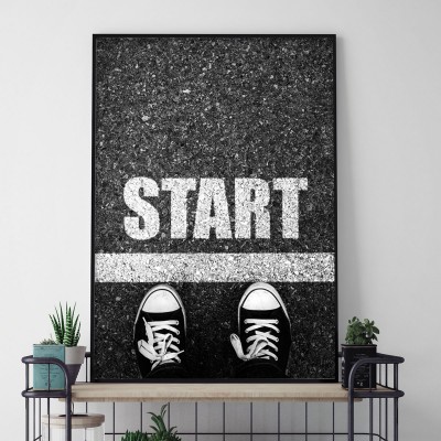 Poster StartSvartvit fotoposter med texten Start