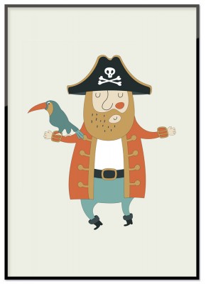 Poster, The pirate 1En illustrerad barnposter med motiv av en pirat. Tryckt på miljövänligt 230g matt papperFinns i flera storlekarPostern levereras utan ram