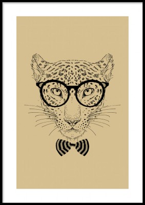 Poster, Tiger with glassesIllustrerad poster med tiger i glasögon.Tryckt på miljövänligt 230g, matt papperFinns i fler storlekar Postern levereras utan ram