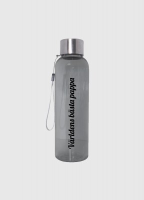 Vattenflaska, Världens bästa pappaSnygg flaska i BPA-fri Tritanplast med lock i rostfritt stål. Tygöglan i locket gör det möjligt att hänga flaskan på en krok eller runt handleden. Ytan är skön att greppa. Gör sig perfekt på träningspasset eller under arb