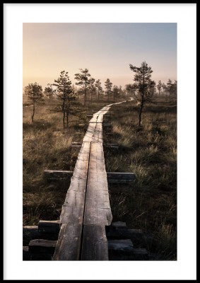 Poster, Wooden pathFotoposter över en trästig i skogslandskap.Tryckt på miljövänligt 230g, matt papperFinns i fler storlekar Postern levereras utan ram