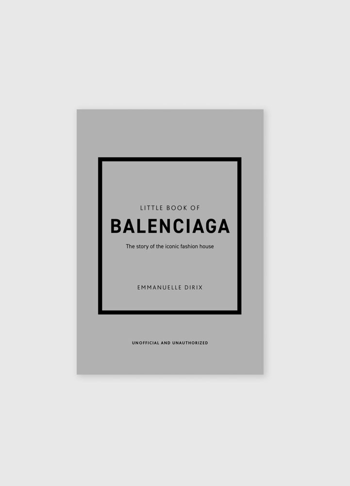 Coffee table book från Balenciaga, Little Book of Balenciaga med grått omslag och svart text